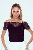 Bluzki damskie - Bluzka damska na ramiączkach hiszpanka Irina Eldar czarna  S - miniaturka - grafika 1