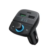 Ładowarki samochodowe - Ugreen Transmiter FM Bluetooth 5.0 ładowarka samochodowa MP3 3x USB TF micro SD 4,8 A czarny (CD229) - miniaturka - grafika 1