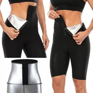 Leginsy Damskie Modelujące Spodnie Odchudzające Termiczne Krótkie Czarne XL - Legginsy - miniaturka - grafika 1