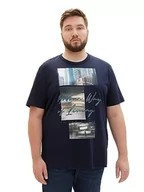 Koszulki męskie - TOM TAILOR Męski T-shirt z nadrukiem fotograficznym z bawełny, 10668-sky Captain Blue, 4XL, 10668-sky Captain Blue, 4XL - miniaturka - grafika 1