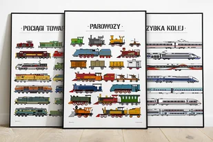 Zestaw plakatów z pociągami - 3 druki 50x70cm w jednej cenie - Obrazy i zdjęcia na płótnie - miniaturka - grafika 1