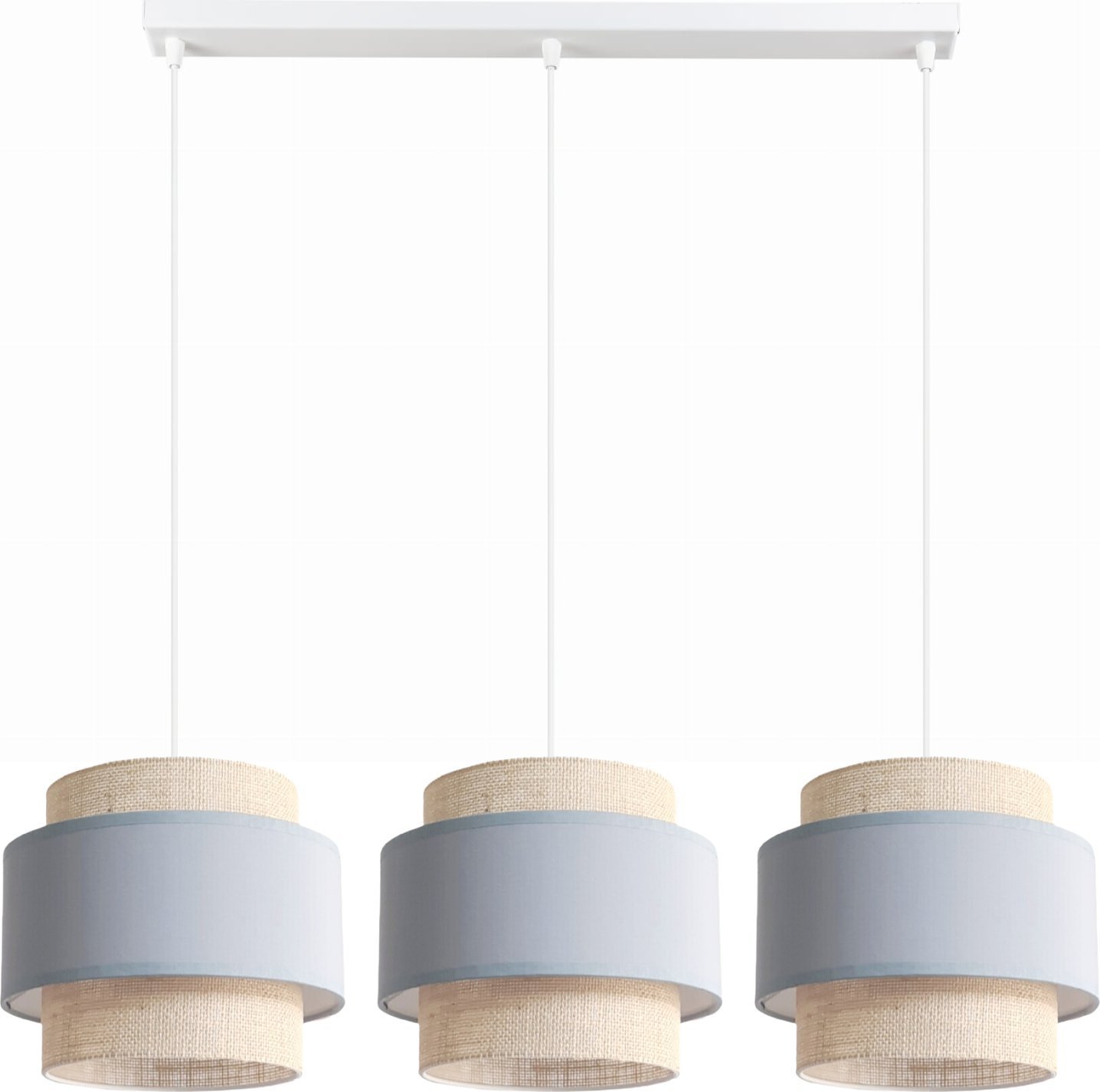 Lampa wisząca Solar Lampa wisząca sufitowa żyrandol BOHO len i szary 3 żarówki