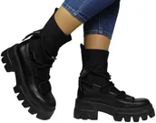 Botki damskie - Trzewiki Stylowe Karino 4491 076P Czarny L Skóra Naturalna_TN - KARINO - miniaturka - grafika 1