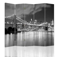 Parawany - Parawan dwustronny obrotowy FEEBY, Nowy Jork Most Czarno Biały 180x170 - miniaturka - grafika 1