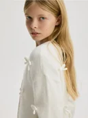 Swetry dla dziewczynek - Reserved - Kardigan z kokardami - złamana biel - miniaturka - grafika 1