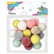 Titanum Pompony włóczkowe 3cm kolory pastelowe jasne 18szt - Pozostałe akcesoria dla plastyków - miniaturka - grafika 1
