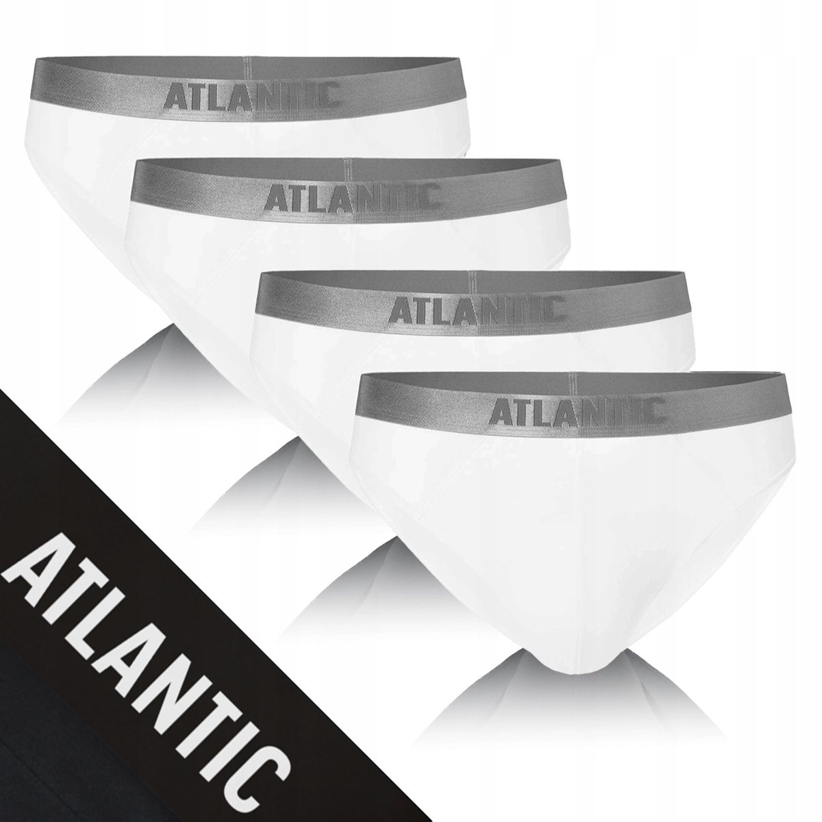 SLIPY MĘSKIE 4-pak bawełniane miękkie sport białe klasyczne Atlantic *XL