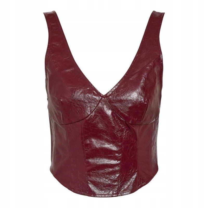 NOISY MAY BORDOWY TOP Z EFEKTEM SKÓRY NA SZEROKICH RAMIĄCZKACH S XQA