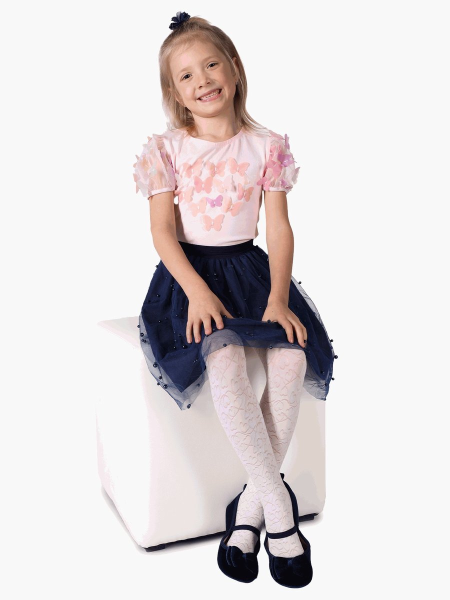 Rajstopy dziecięce mikrofibra esy floresy w serca białe 40 DEN 116-122 YOCLUB