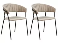 Krzesła - 2 krzesła do jadalni welurowe beżowoszare MARIPOSA - miniaturka - grafika 1