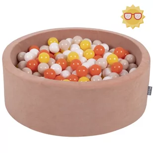 Kiddymoon Suchy Basen Okrągły Velvet Z Piłeczkami 7Cm Róż Pustyni: Żółty-Pomarańcz-Pastelowy Beż-Biały 90X30Cm/200Piłek Zabawka Basen Piankowy - Zabawki do kąpieli - miniaturka - grafika 1