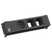 Gniazdka elektryczne - BACHMANN POWER FRAME 1xUTE 2xCM profil plastikowy czarny - miniaturka - grafika 1