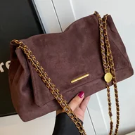 Torebki damskie - TEMU Perfect Lily Damska Duża Torba na Ramię - Kawa Brązowa/Brązowy/Khaki/Czarny, Złote Wykończenia i Klipsowe zapięcie, Elegancka Torebka ze - miniaturka - grafika 1