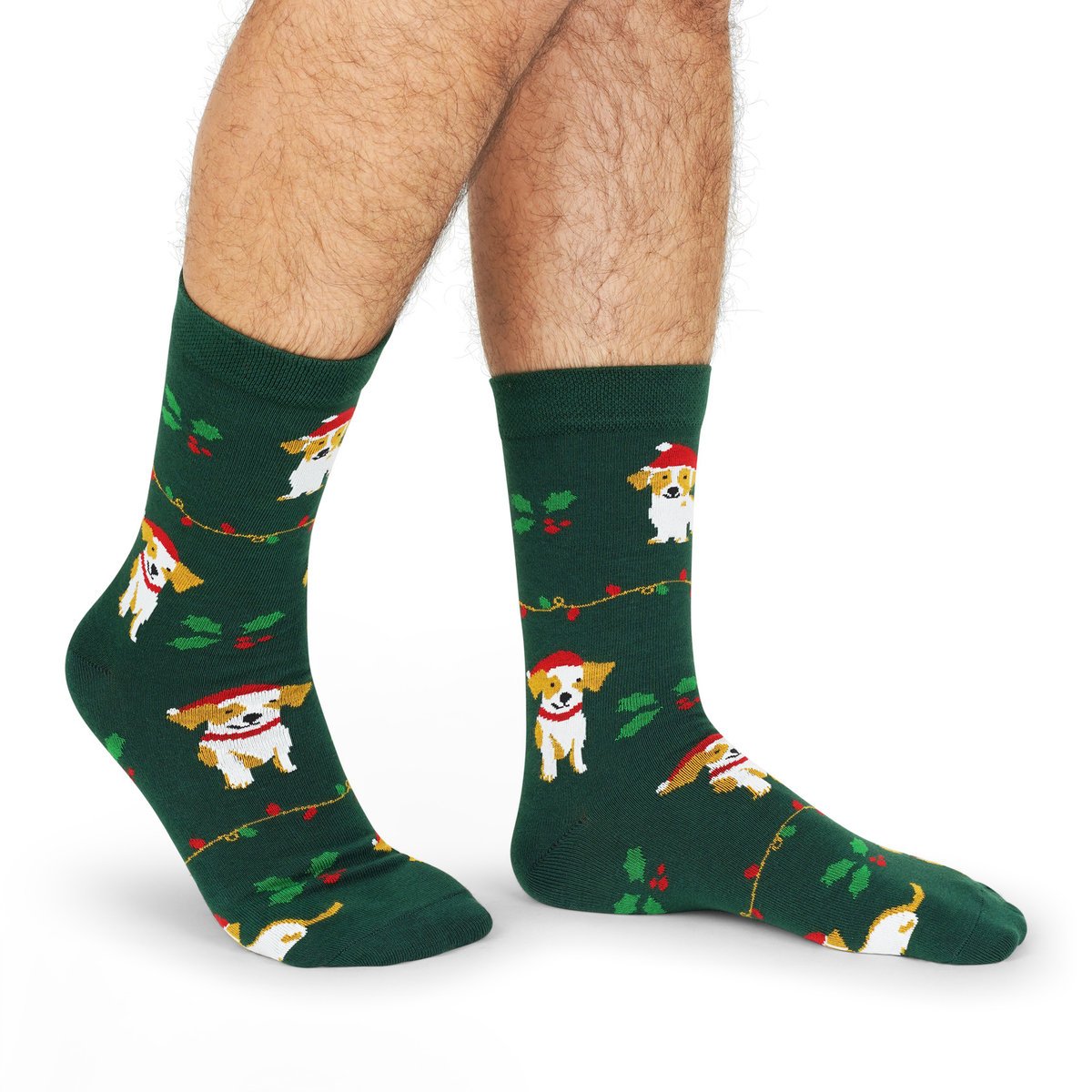 Skarpety świąteczne męskie w psy 43-46 skarpety świąteczne w psy zielone