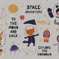 Dywany dla dzieci - Dziecięcy dywan winylowy Space adventure 200x266 cm - PVC antypoślizgowy, winylowy do pokoju dziecięcego, trudnopalny i zmywalny - miniaturka - grafika 1