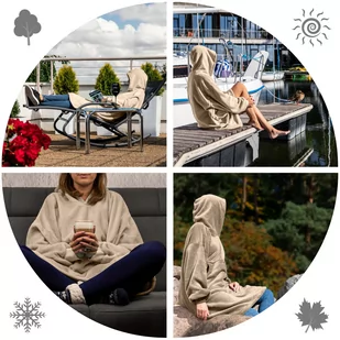 Bluzair Koco Bluza Oversize Kapturem Beżowa 4w1 - Księgarnia OUTLET - miniaturka - grafika 4