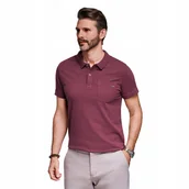 Koszulki męskie - Klasyczna koszulka polo z bawełnianej dzianiny bordowa V6 OM-POWS-0142 XXL - miniaturka - grafika 1