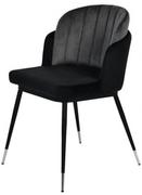 Krzesła - King Home Krzesło MARCEL czarno szare welur podstawa czarno-srebrna KH1201100124 - miniaturka - grafika 1