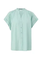 Bluzki damskie - Q/S by s.Oliver Bluzka damska, krótki rękaw, turkusowy, 34 - miniaturka - grafika 1