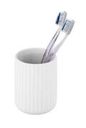 Kubki na szczoteczki do zębów - Wenko Pojemnik na szczoteczki do zębów BELLUNO ceramiczny biały 8 cm 24797100 - miniaturka - grafika 1
