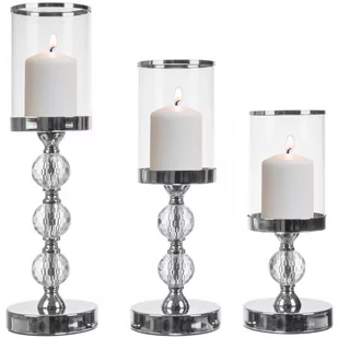 Świecznik Szklany Lampion Glamour Zestaw 1-2-3 szt RUHHY - Świeczniki - miniaturka - grafika 1