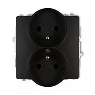 Gniazdka elektryczne - Karlik Gniazdo podwójne z uziemieniem DECO SOFT czarny 12DGPRSO-2z - miniaturka - grafika 1