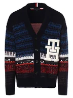 Swetry męskie - Tommy Hilfiger Kardigan męski Mężczyźni Bawełna niebieski|czerwony|biały|wielokolorowy wzorzysty, XL - miniaturka - grafika 1