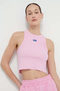 Koszulki sportowe damskie - Hugo Blue top damski kolor różowy - grafika 1