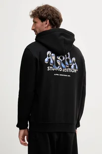 Alpha Industries bluza męska kolor czarny z kapturem z nadrukiem 156339.03 - Bluzy męskie - miniaturka - grafika 1