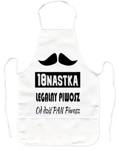 Gruby fartuch kuchenny 321PREZENT na 18nastkę - Legalny Piwosz, biały - Fartuchy i rękawice kuchenne - miniaturka - grafika 1