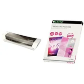 Laminatory - Leitz, Laminator iLAM Home Office A4, Odpwiedni do Domowego Biura, Kolor Szary, 73680089 & Leitz 74300002 Folia Do Laminatorów, Bezbarwny, 100 Sztuk - miniaturka - grafika 1
