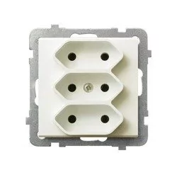Ospel Gniazdo ścienne SONATA MODUŁ Potrójne EURO ecru GP-3R/m/27 - Gniazdka elektryczne - miniaturka - grafika 1