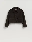 Kurtki damskie - Reserved - Kurtka z kołnierzykiem - ciemnobrązowy - miniaturka - grafika 1