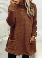 Bluzy damskie - Bluza miś długa z kieszeniami - Attirra - miniaturka - grafika 1