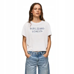 PEPE JEANS KOSZULKA DAMSKA T-SHIRT NETTY BIAŁA S - Koszulki i topy damskie - miniaturka - grafika 1