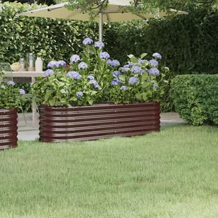 vidaXL Donica ogrodowa z malowanej proszkowo stali, 152x40x36 cm, brąz - Donice - miniaturka - grafika 1