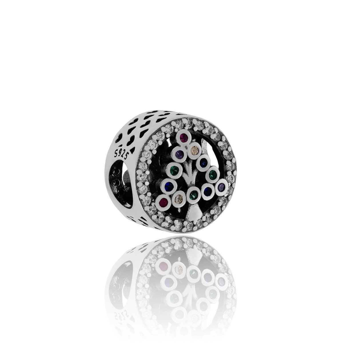 Srebrna zawieszka do bransoletki charms drzewko z cyrkoniami pr.925