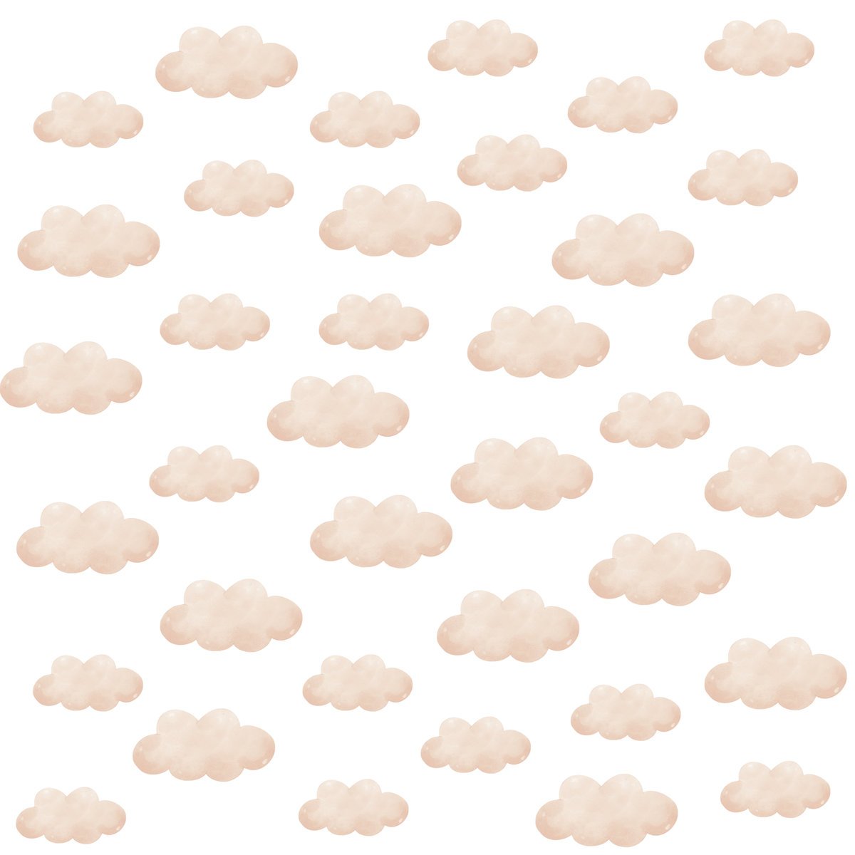 Naklejki Na Ścianę Dla Dzieci Beżowe Chmurki Chmury Styl Boho Zestaw 60x30