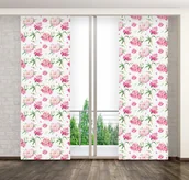Zasłony - Zasłona panelowa gotowa na żabki, 75x245, różowa w kwiaty, ZPMB-93 - miniaturka - grafika 1