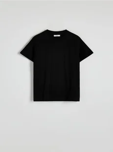 Reserved - Bawełniany t-shirt - czarny - Koszulki i topy damskie - miniaturka - grafika 1