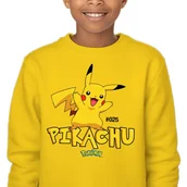 Bluzy dla dziewczynek - Bluza Dziecięca Żółta Bez Kaptura Super Prezent Dla Dziecka Pikachu 164 Wz - miniaturka - grafika 1
