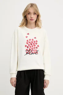 Karl Lagerfeld bluza bawełniana damska kolor beżowy z nadrukiem A3W20006 - Bluzy damskie - miniaturka - grafika 1