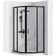 Kabiny prysznicowe - Czarna półokrągła kabina prysznicowa z brodzikiem 100x80 cm Look Rea Black Prawa - miniaturka - grafika 1