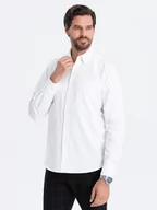 Koszule męskie - Koszula męska z tkaniny w stylu Oxford REGULAR - biała V1 OM-SHOS-0108 - miniaturka - grafika 1
