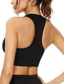 Biustonosze - Sykooria Damski biustonosz sportowy, mocne trzymanie, duże piersi, push-up, do jogi, bez fiszbin oddychający, C-czarny, S - miniaturka - grafika 1