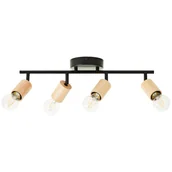 Oprawy, klosze i abażury - Listwa reflektorowa Lina czarna z drewnem 4 x E27 Inspire - miniaturka - grafika 1