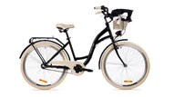 Rowery - Goetze, Rower Miejski Style 26" 3 Biegi Czarno Kremowy, Kosz - miniaturka - grafika 1