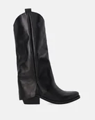 Botki damskie - Botki damskie skórzane z wysoką wywijaną cholewką - Venezia - miniaturka - grafika 1