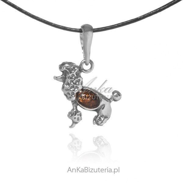 ankabizuteria.pl Zawieszka srebrna z bursztynem PUDELEK