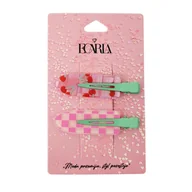 Ozdoby do włosów - Zestaw 2 spinek wsuwek, klamerek do włosów, wisienki, krata SP392 - miniaturka - grafika 1